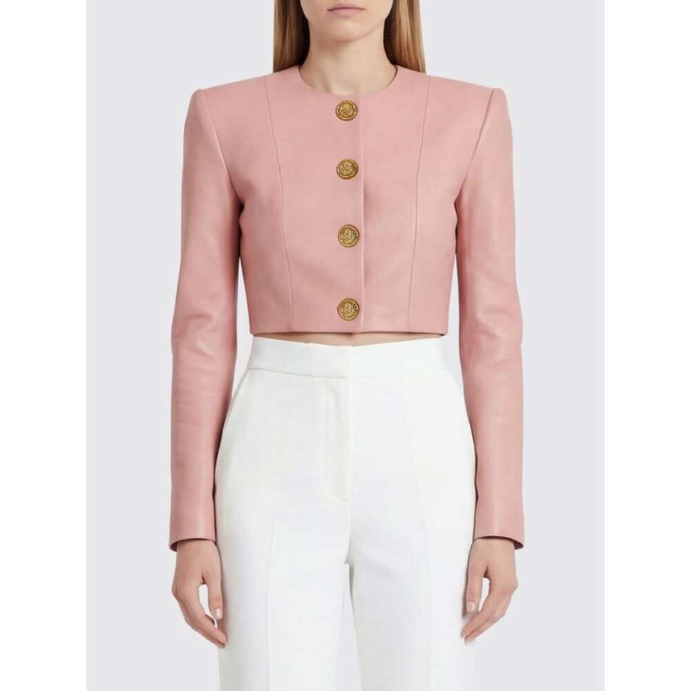Balmain Women Crop Leather Jacket Balmain
